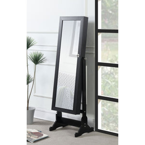 English Elm Casey Full Length Cheval Mirror with Hidden Jewelry Armoire Black Lacquer Finish B062P521119