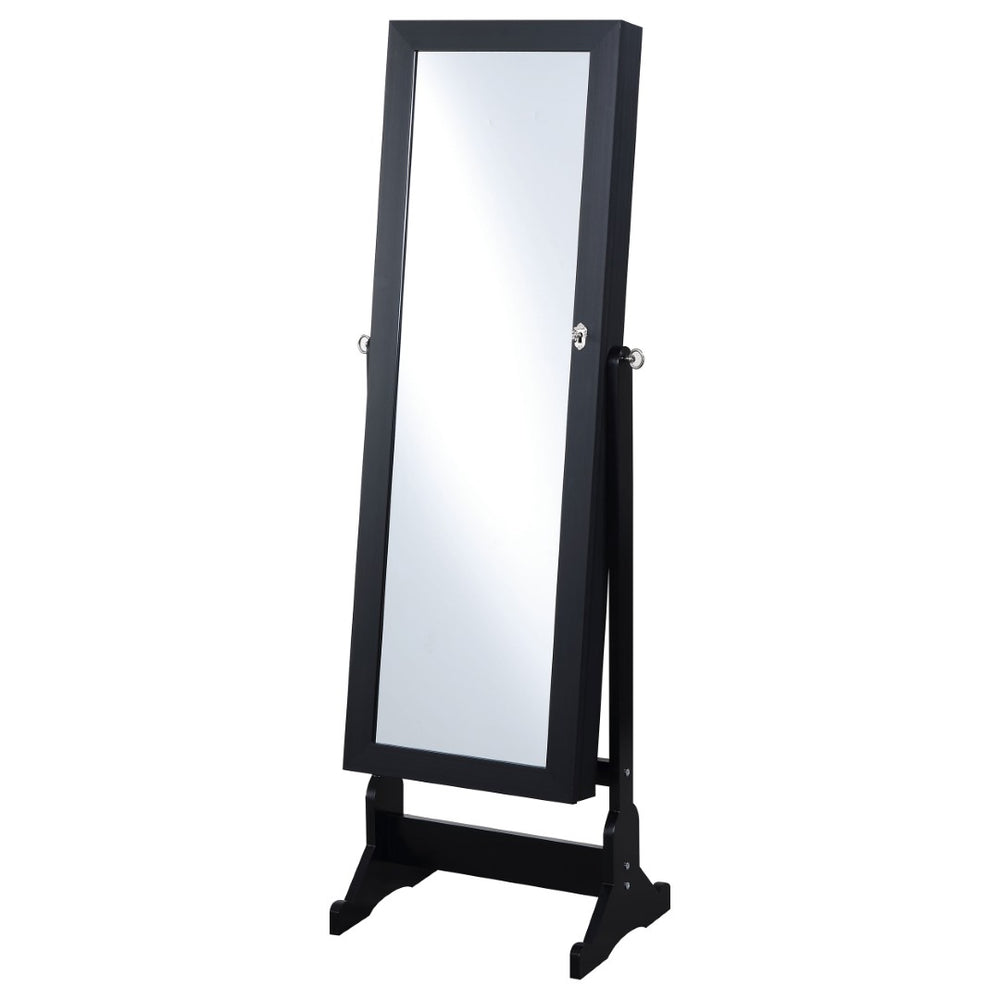 English Elm Casey Full Length Cheval Mirror with Hidden Jewelry Armoire Black Lacquer Finish B062P521119