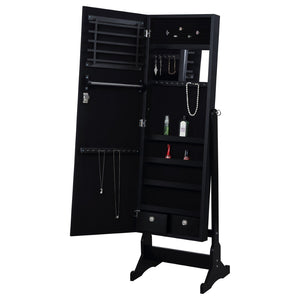 English Elm Casey Full Length Cheval Mirror with Hidden Jewelry Armoire Black Lacquer Finish B062P521119