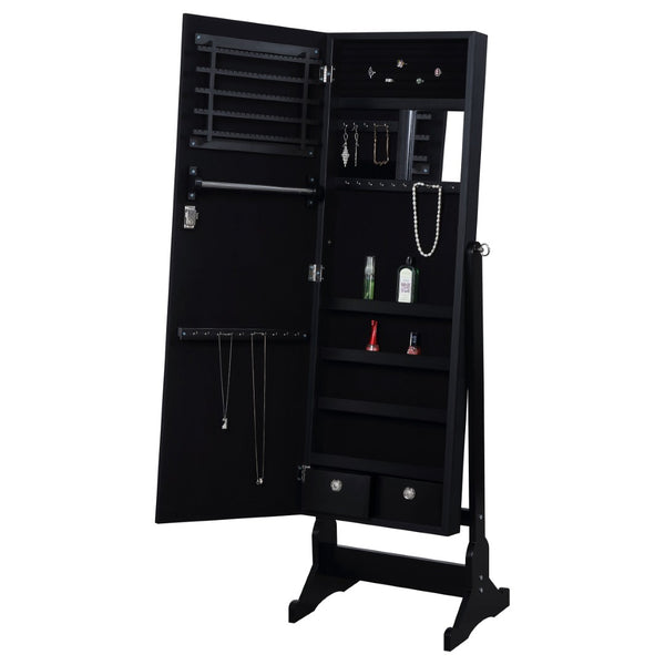 English Elm Casey Full Length Cheval Mirror with Hidden Jewelry Armoire Black Lacquer Finish B062P521119