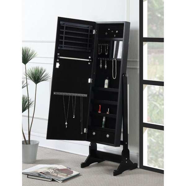 English Elm Casey Full Length Cheval Mirror with Hidden Jewelry Armoire Black Lacquer Finish B062P521119