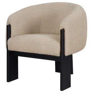 English Elm Maciel Sculptural Boucle Accent Chair with Curved Frame and Black Legs for Living Rooms B062P521123