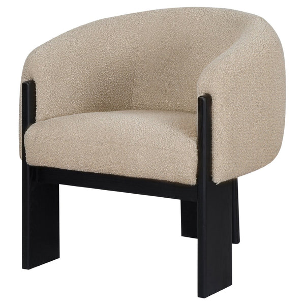 English Elm Maciel Sculptural Boucle Accent Chair with Curved Frame and Black Legs for Living Rooms B062P521123