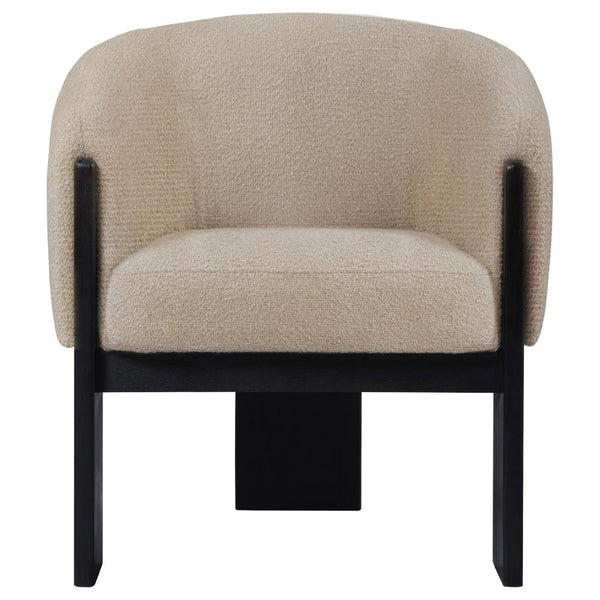 English Elm Maciel Sculptural Boucle Accent Chair with Curved Frame and Black Legs for Living Rooms B062P521123