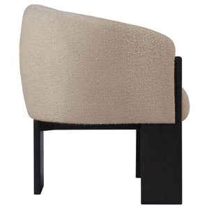 English Elm Maciel Sculptural Boucle Accent Chair with Curved Frame and Black Legs for Living Rooms B062P521123