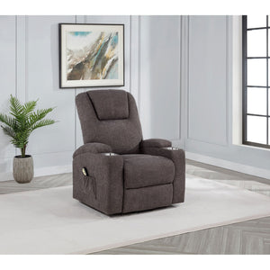 English Elm Brown Chenille Power Lift Recliner with Heat Massage and Plush Foam Support B062P521996