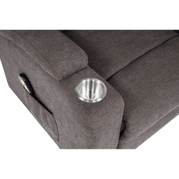 English Elm Brown Chenille Power Lift Recliner with Heat Massage and Plush Foam Support B062P521996