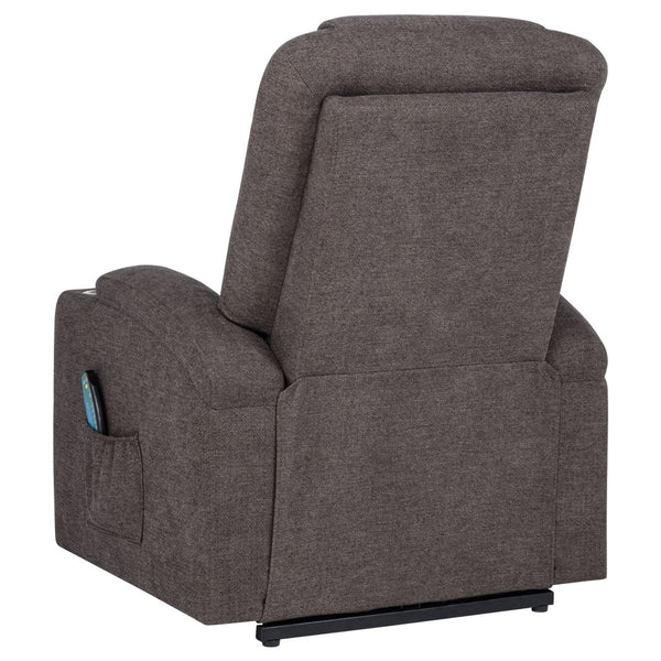 English Elm Brown Chenille Power Lift Recliner with Heat Massage and Plush Foam Support B062P521996