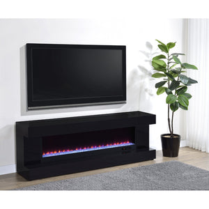 English Elm Black High Gloss Fireplace TV Console with Integrated Bluetooth Speaker and Ember Glow B062P521999