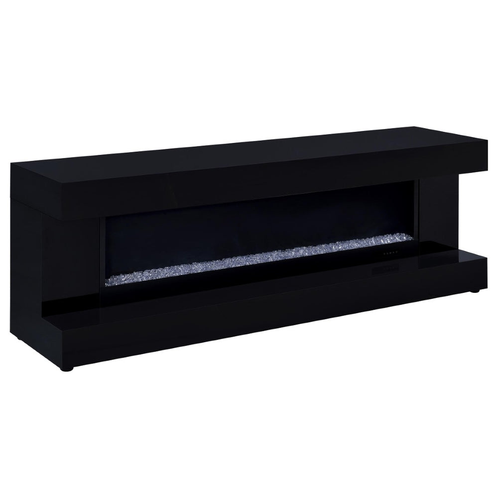 English Elm Black High Gloss Fireplace TV Console with Integrated Bluetooth Speaker and Ember Glow B062P521999