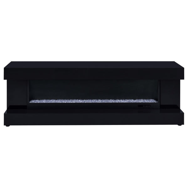 English Elm Black High Gloss Fireplace TV Console with Integrated Bluetooth Speaker and Ember Glow B062P521999