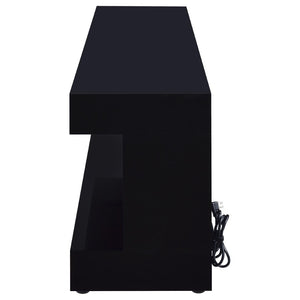 English Elm Black High Gloss Fireplace TV Console with Integrated Bluetooth Speaker and Ember Glow B062P521999