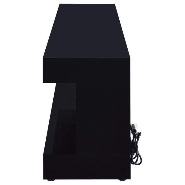 English Elm Black High Gloss Fireplace TV Console with Integrated Bluetooth Speaker and Ember Glow B062P521999