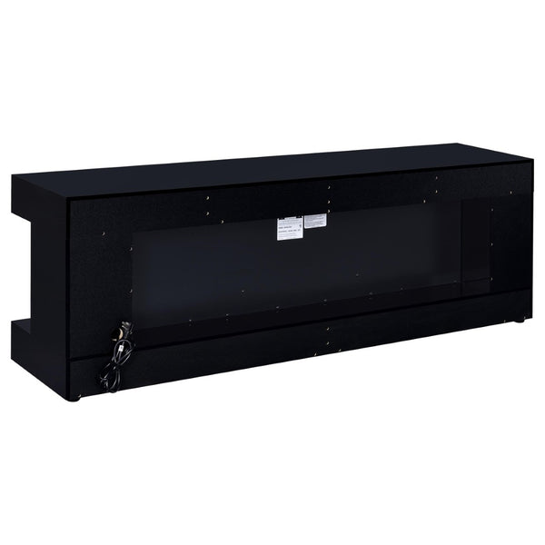 English Elm Black High Gloss Fireplace TV Console with Integrated Bluetooth Speaker and Ember Glow B062P521999