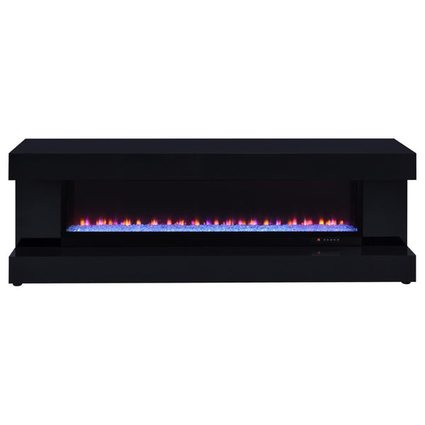 English Elm Black High Gloss Fireplace TV Console with Integrated Bluetooth Speaker and Ember Glow B062P521999