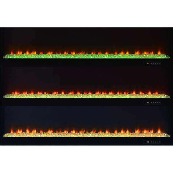 English Elm Grey High Gloss Media Console with Electric Flame Display and Bluetooth Audio B062P522001