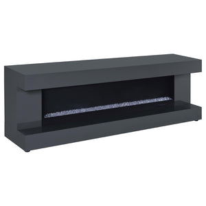 English Elm Grey High Gloss Media Console with Electric Flame Display and Bluetooth Audio B062P522001