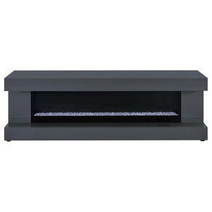 English Elm Grey High Gloss Media Console with Electric Flame Display and Bluetooth Audio B062P522001