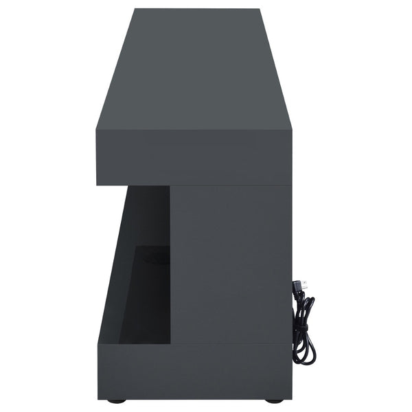 English Elm Grey High Gloss Media Console with Electric Flame Display and Bluetooth Audio B062P522001
