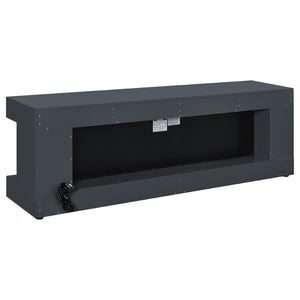 English Elm Grey High Gloss Media Console with Electric Flame Display and Bluetooth Audio B062P522001