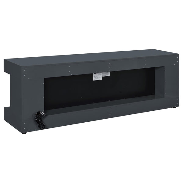 English Elm Grey High Gloss Media Console with Electric Flame Display and Bluetooth Audio B062P522001