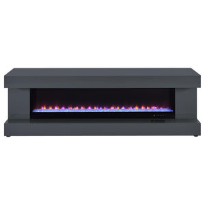 English Elm Grey High Gloss Media Console with Electric Flame Display and Bluetooth Audio B062P522001