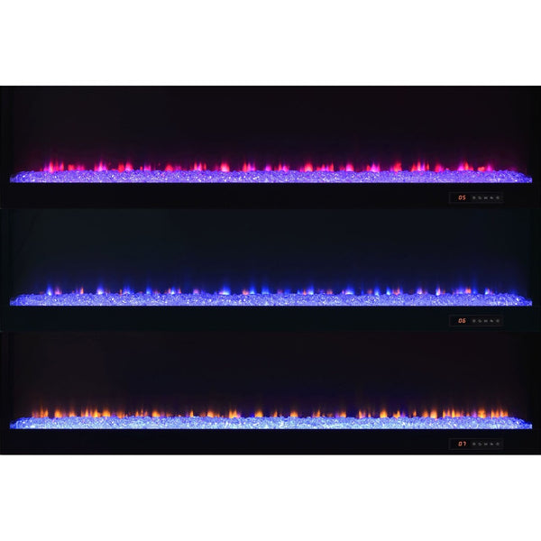English Elm Grey High Gloss Media Console with Electric Flame Display and Bluetooth Audio B062P522001