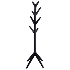 English Elm Black Rubberwood Freestanding Coat Rack with Eight Hooks for Foyer or Mudroom B062P522002