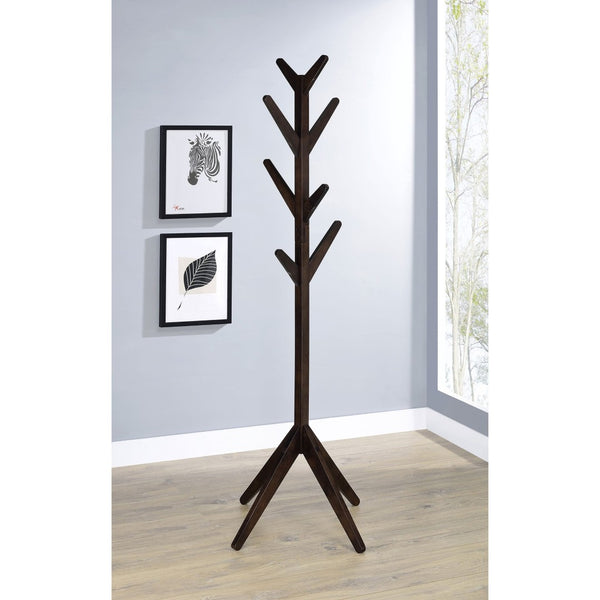 English Elm Cappuccino Rubberwood Freestanding Tree Coat Rack with Eight Hooks for Foyer Organization B062P522003