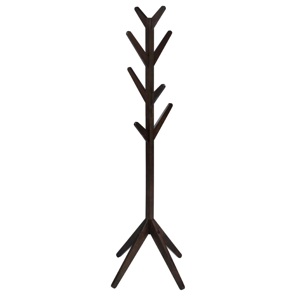 English Elm Cappuccino Rubberwood Freestanding Tree Coat Rack with Eight Hooks for Foyer Organization B062P522003