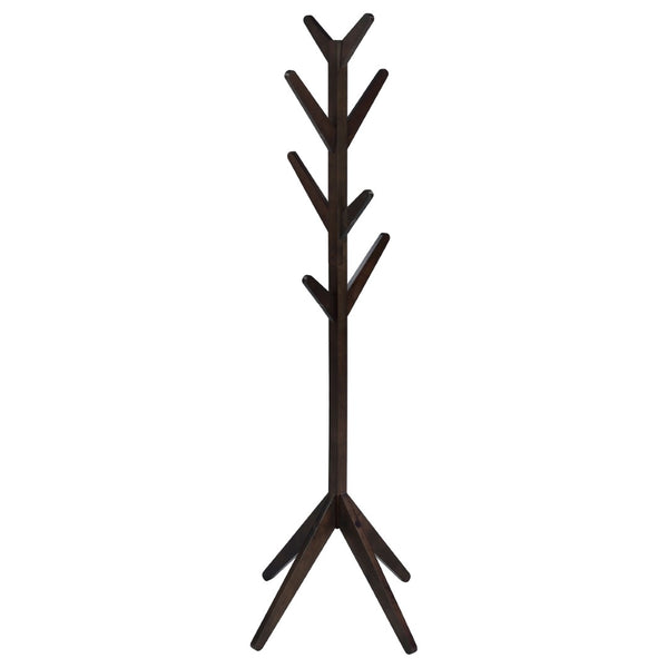 English Elm Cappuccino Rubberwood Freestanding Tree Coat Rack with Eight Hooks for Foyer Organization B062P522003