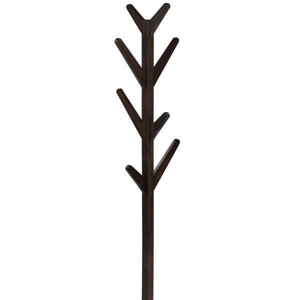 English Elm Cappuccino Rubberwood Freestanding Tree Coat Rack with Eight Hooks for Foyer Organization B062P522003