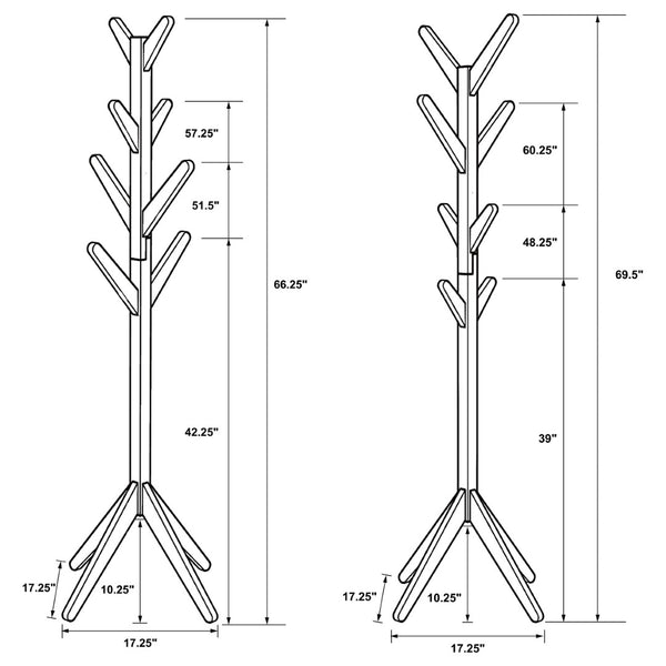 English Elm Cappuccino Rubberwood Freestanding Tree Coat Rack with Eight Hooks for Foyer Organization B062P522003