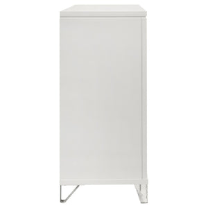 English Elm White Nine Drawer Dresser with Herringbone Fronts Chrome Hardware and Acrylic Legs B062P522005