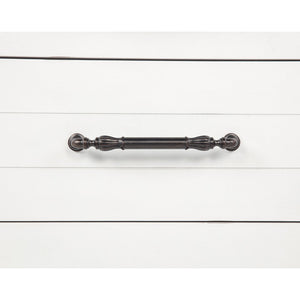 English Elm Vintage White Distressed Nightstand with Carved Detail Dual Usb and Bronze Pulls B062P522007