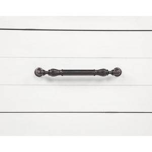 English Elm Vintage White Six Drawer Dresser with Carved Molding and Antique Bronze Pulls B062P522008