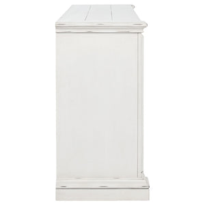 English Elm Vintage White Six Drawer Dresser with Carved Molding and Antique Bronze Pulls B062P522008