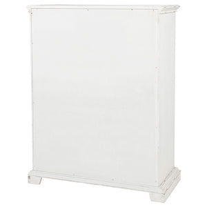 English Elm Vintage White Five Drawer Chest with Bronze Ring Pulls and Antique Inspired Molding B062P522009