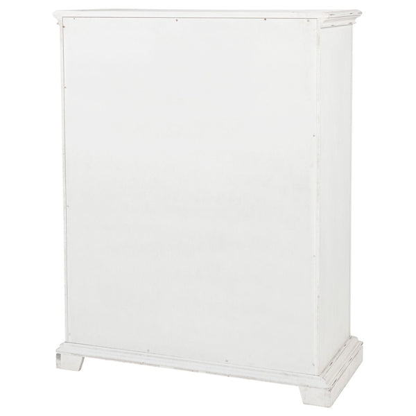 English Elm Vintage White Five Drawer Chest with Bronze Ring Pulls and Antique Inspired Molding B062P522009