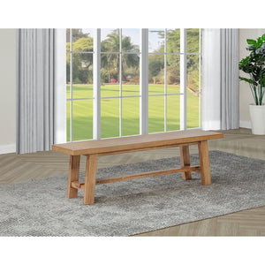 English Elm Natural Oak Veneer Backless Bench Farmhouse Dining Seating with Warm Wood Grain Appeal B062P522021