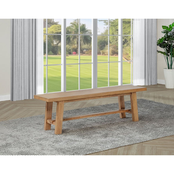 English Elm Natural Oak Veneer Backless Bench Farmhouse Dining Seating with Warm Wood Grain Appeal B062P522021