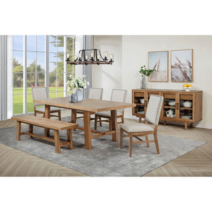 English Elm Natural Oak Veneer Backless Bench Farmhouse Dining Seating with Warm Wood Grain Appeal B062P522021