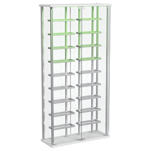 English Elm Chrome Glass Wine Cabinet with LED Lighting for 18 Bottles in Modern Dining Spaces B062P522024