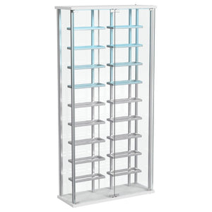 English Elm Chrome Glass Wine Cabinet with LED Lighting for 18 Bottles in Modern Dining Spaces B062P522024