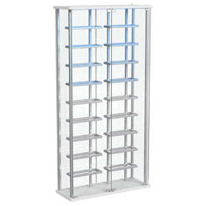 English Elm Chrome Glass Wine Cabinet with LED Lighting for 18 Bottles in Modern Dining Spaces B062P522024