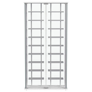 English Elm Chrome Glass Wine Cabinet with LED Lighting for 18 Bottles in Modern Dining Spaces B062P522024