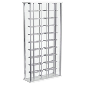 English Elm Chrome Glass Wine Cabinet with LED Lighting for 18 Bottles in Modern Dining Spaces B062P522024