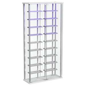 English Elm Chrome Glass Wine Cabinet with LED Lighting for 18 Bottles in Modern Dining Spaces B062P522024