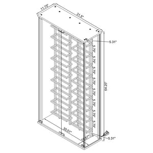 English Elm Chrome Glass Wine Cabinet with LED Lighting for 18 Bottles in Modern Dining Spaces B062P522024