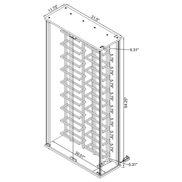 English Elm Chrome Glass Wine Cabinet with LED Lighting for 18 Bottles in Modern Dining Spaces B062P522024
